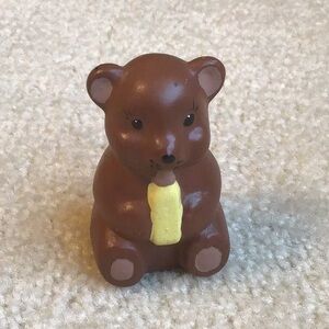 Vintage Hand Painted Ceramic Bear with Baby Bottle, 3”